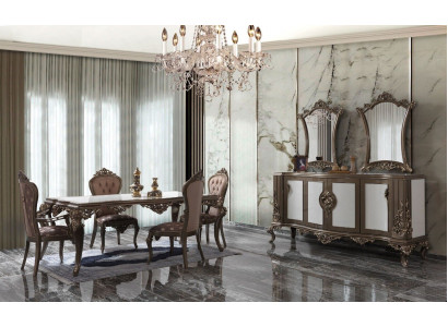 Komplette Essgruppe Esszimmer Esstisch Holz Set 12tlg Braun Sideboard