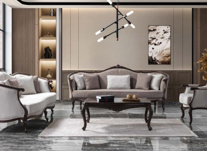 Sofagarnitur Dreisitzer Sessel Stoff Sofa Garnitur Grau Polstersofa couch