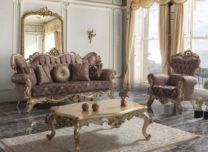 Chesterfield Sofagarnitur Polstersofa Sofa Couch Lila Stoffsofa Set