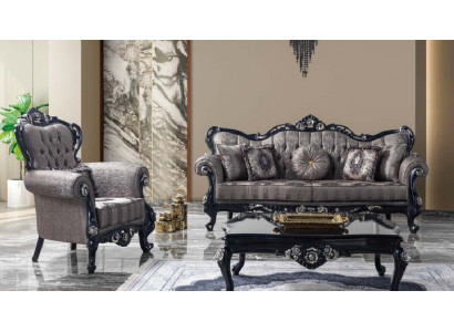 Couch Sofagarnitur Dreisitzer Sessel Sofa Garnitur Grau Polstersofa