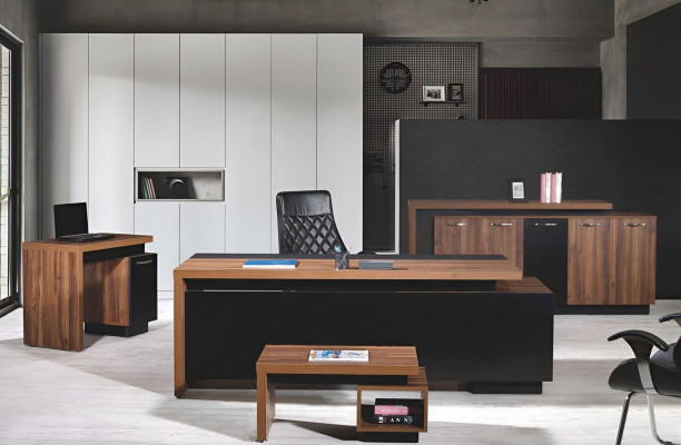 Büromöbel Komplettbüro Schreibtisch Büro Bürotisch 4tlg Holz Schwarz