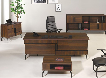 Büromöbel Komplettbüro Schreibtisch Büro Bürotisch Set 4tlg Holz Braun