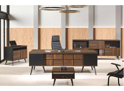 Schreibtisch Klassische Komplette Arbeitszimmermöbel 4tlg Holz Braun