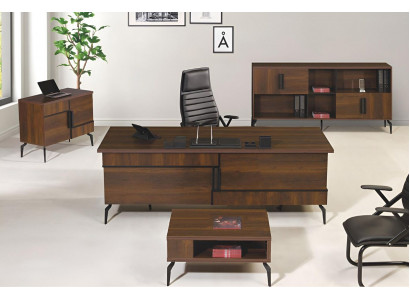 Arbeitszimmermöbel Büro Schreibtisch Bürotisch Set 4tlg Holz Braun