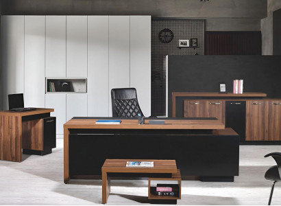Bürotisch Büromöbel Komplettbüro Schreibtisch Set 4tlg Holz Schwarz