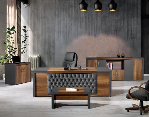 Komplettbüro Büromöbel Schreibtisch Büro Bürotisch Set 4tlg Holz Braun