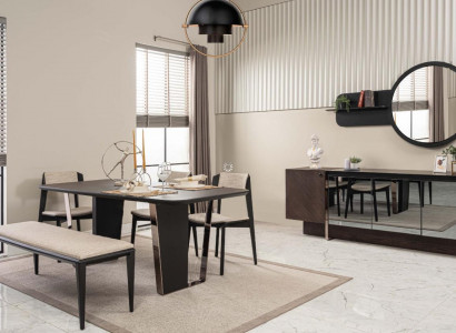 Esszimmer Essgruppe Esszimmermöbel Essecke Set 8tlg Holz Braun Tisch