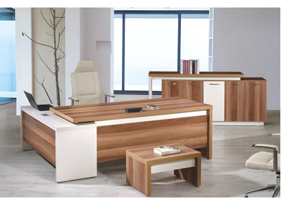 Eckbürotisch Komplette Büro Bürotisch Set 3tlg Holz Büromöbel Braun