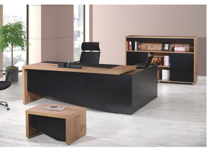 Arbeitszimmermöbel Komplette Eckbürotisch 3tlg Holz Schwarz Büromöbel