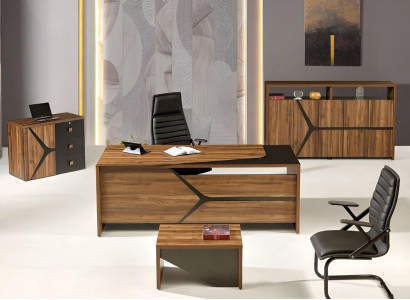 Arbeitszimmermöbel Schreibtisch Komplette 4tlg Holz Braun Büromöbel