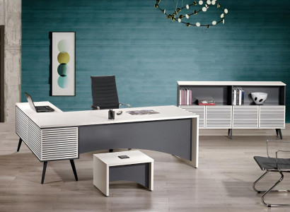 Arbeitstisch Eckbürotisch Komplette Büro Set 3tlg Holz Büromöbel Weiß