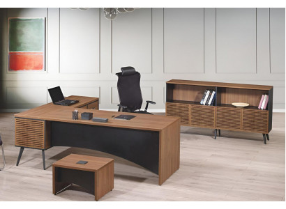 Arbeitszimmermöbel Eckbürotisch Komplette 3tlg Holz Braun Büromöbel