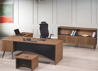 Arbeitszimmermöbel Eckbürotisch Komplette 3tlg Holz Braun Büromöbel