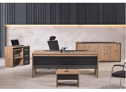 Tisch Büro Möbel Arbeitszimmermöbel Schreibtisch Set 4tlg Holz Schwarz
