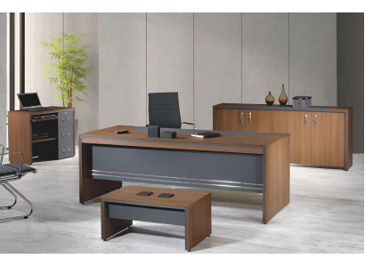 Arbeitszimmermöbel Komplettbüro Schreibtisch Set 4tlg Holz Braun Tisch