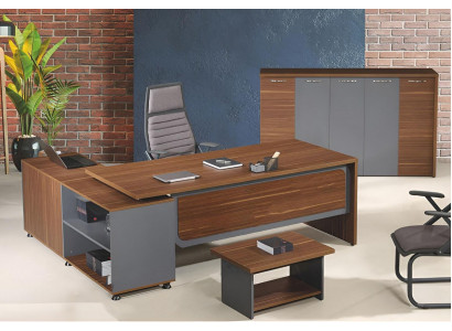 Garnitur Büro Eckbürotisch Bürotisch Set 3tlg Holz Büromöbel Braun