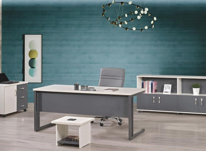 Computermöbel Arbeitstisch Büromöbel Schreibtisch 4tlg Holz Set Grau