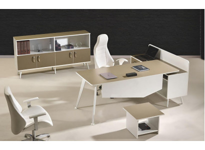 Eckbürotisch Arbeitszimmermöbel Weiß Komplettbüro Büro 3tlg Holz Set