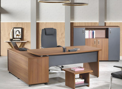 Gruppe Büro Eckbürotisch Arbeitszimmermöbel Schrank 3tlg Holz Braun