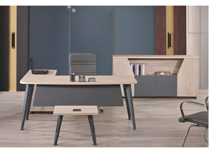 Eckbürotisch Arbeitstisch Komplettbüro Büromöbel 3tlg Holz Set Grau