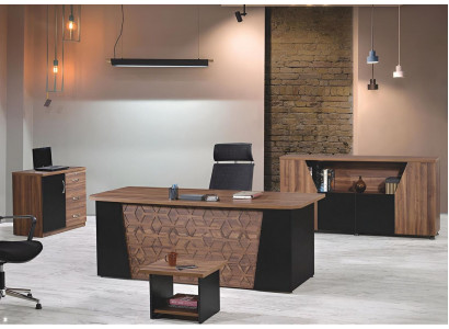 Schreibtisch Komplettbüro Bürotisch Büromöbel Set 4tlg Holz Braun Büro