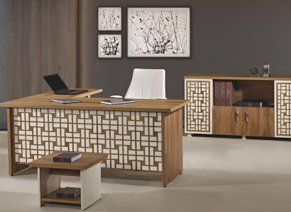 Gruppe Büro Eckbürotisch Arbeitszimmermöbel Schrank 3tlg Holz Braun