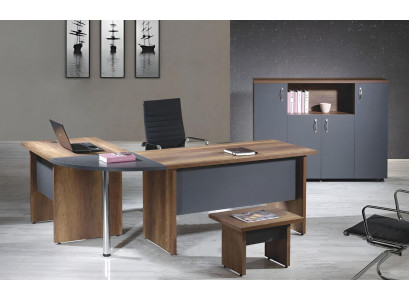 Arbeitszimmermöbel Computermöbel Büromöbel Eckbürotisch 3tlg Holz Grau