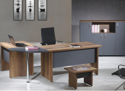 Arbeitszimmermöbel Computermöbel Büromöbel Eckbürotisch 3tlg Holz Grau