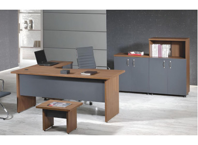 Gruppe Büro Eckbürotisch Arbeitszimmermöbel Schrank 4tlg Holz Grau