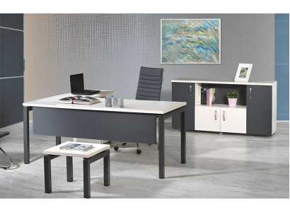 Büromöbel Grau Set 3tlg Eckbürotisch Komplettbüro Schrank Holz Gruppe