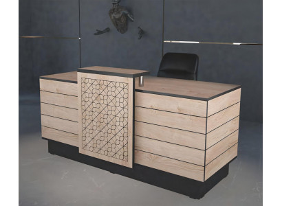 Empfangstheke Rezeption Empfangsschalter Büro Hotel Holz Braun Tisch