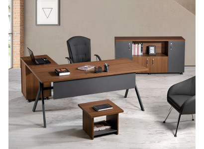 Eckbürotisch Arbeitstisch Komplettbüro Büromöbel 3tlg Holz Set Grau