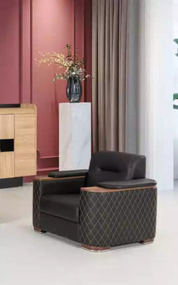 Schwarze Couchgarnitur Dreisitzer Sessel Arbeitszimmer Luxus 2tlg 