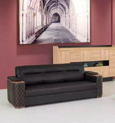 Schwarze Couchgarnitur Dreisitzer Sessel Arbeitszimmer Luxus 2tlg 