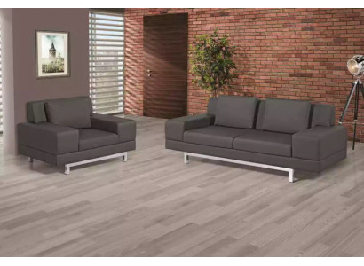 Graue Couchgarnitur Dreisitzer Sessel Sofagarnitur Arbeitszimmer Sofas
