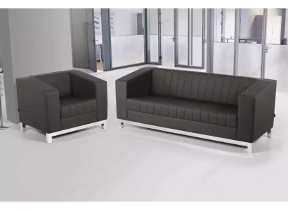 Graue Luxus Sofagarnitur Dreisitzer Sessel Polstermöbel Couch Set 2tlg 