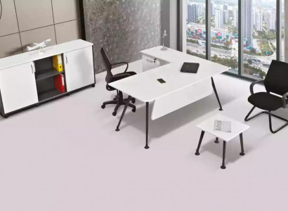 Weißer Eckschreibtisch Arbeitszimmermöbel Büroschrank Couchtisch Tisch 3tlg