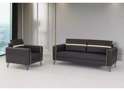 Couchgarnitur Polstermöbel Dreisitzer Sessel Designer Textil Möbel 2tlg