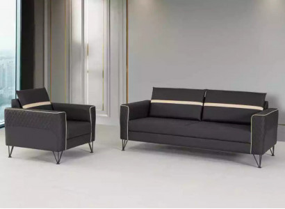 Couchgarnitur Polstermöbel Dreisitzer Sessel Designer Textil Möbel 2tlg