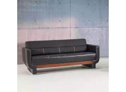Schwarze Dreisitzer Couch Moderne Ledermöbel Büroeinrichtung Polster