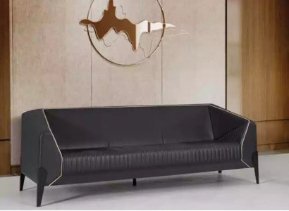 Schwarzes Ledersofa Büromöbel Wohnzimmer Neue Couch Luxus Polstersofas