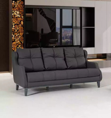 Schwarze Sofagarnitur Sessel Zweisitzer Luxus Modernes Set Polstersitz 2+1