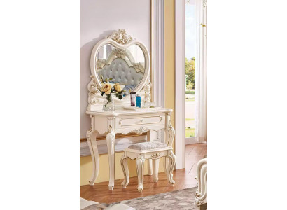 Klassischer Schminktisch Hocker Designer Holzmöbel Set Schlafzimmer 2tlg