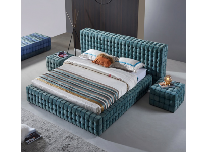 Luxuriöses Türkis Schlafzimmer Bett Designer Doppelbett Holzgestell Neu