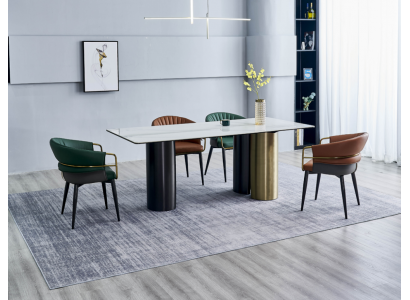 Esszimmergruppe Designer Garnitur Esstisch 4x Kunstleder Stühle 5tlg
