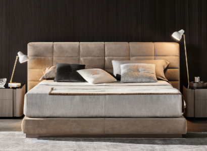 Beiges Doppelbett Schlafzimmer Möbel Moderne Betten Luxus Holzgestell