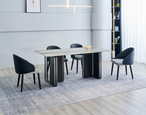 Edle Esszimmer Möbel Designer Esszimmer Tisch 6x Kunstleder Stühle 7tlg