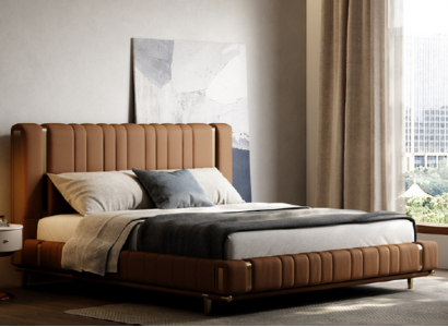 Braunes Doppelbett Luxus Schlafzimmer Bett Moderne Betten Holzgestell