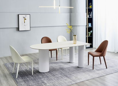 Weiße Esszimmergarnitur Designer Esstisch 6x Polsterstühle Luxus Set