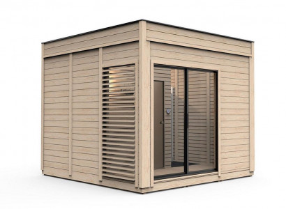 Holzsauna Außensauna Holz Kiefernholz Saunahaus Panorama Häuschen Garten